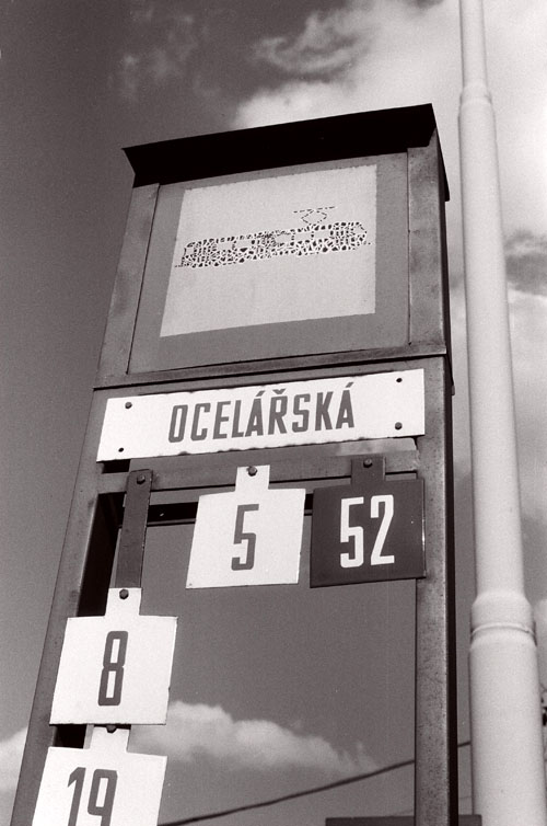 A tram stop, Prague, 1990 or 1991, photo Caleb Crain