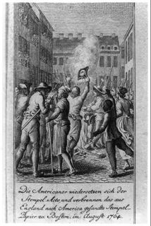 Daniel Chodowiecki's 1784 engraving of a 1764 protest of the Stamp Act in Boston