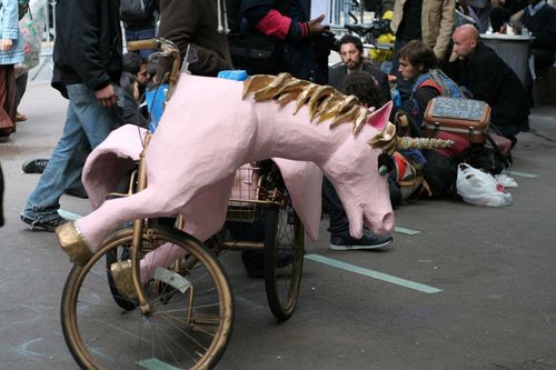 A pink unicorn tricycle, Liberty Plaza, NYC, 4 October 2011