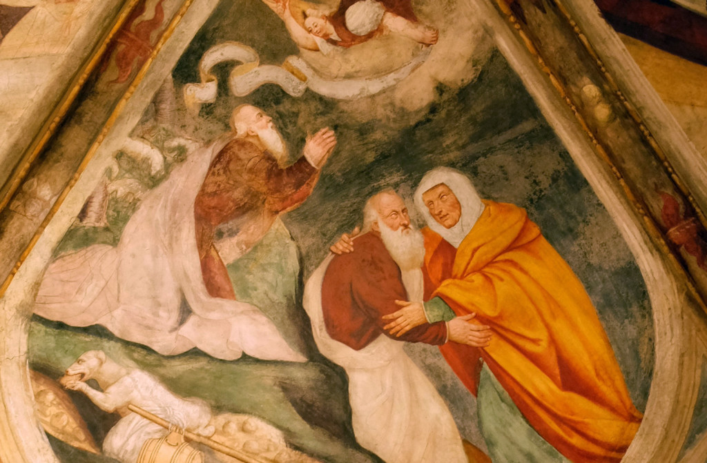 A fresco in the ceiling of the Pordenone cathedral's sacristy. Not sure I want to know what the dog in the lower left is eating.