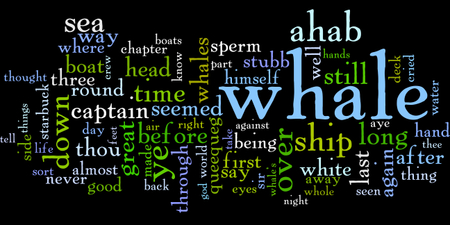 Melville, Moby-Dick, top 75 words