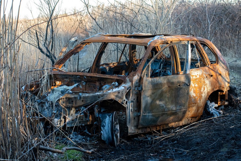 Hull of wrecked car, Marine Park Salt Marsh